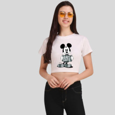 Women's Cotton Blend Graphic Print Crop T-Shirt